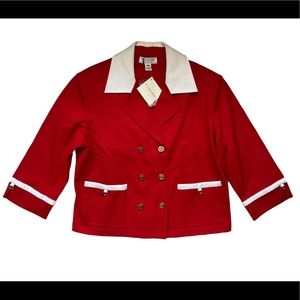 St. John Sport Marie Gray Red Blazer Coat Jacket NWT New Medium M